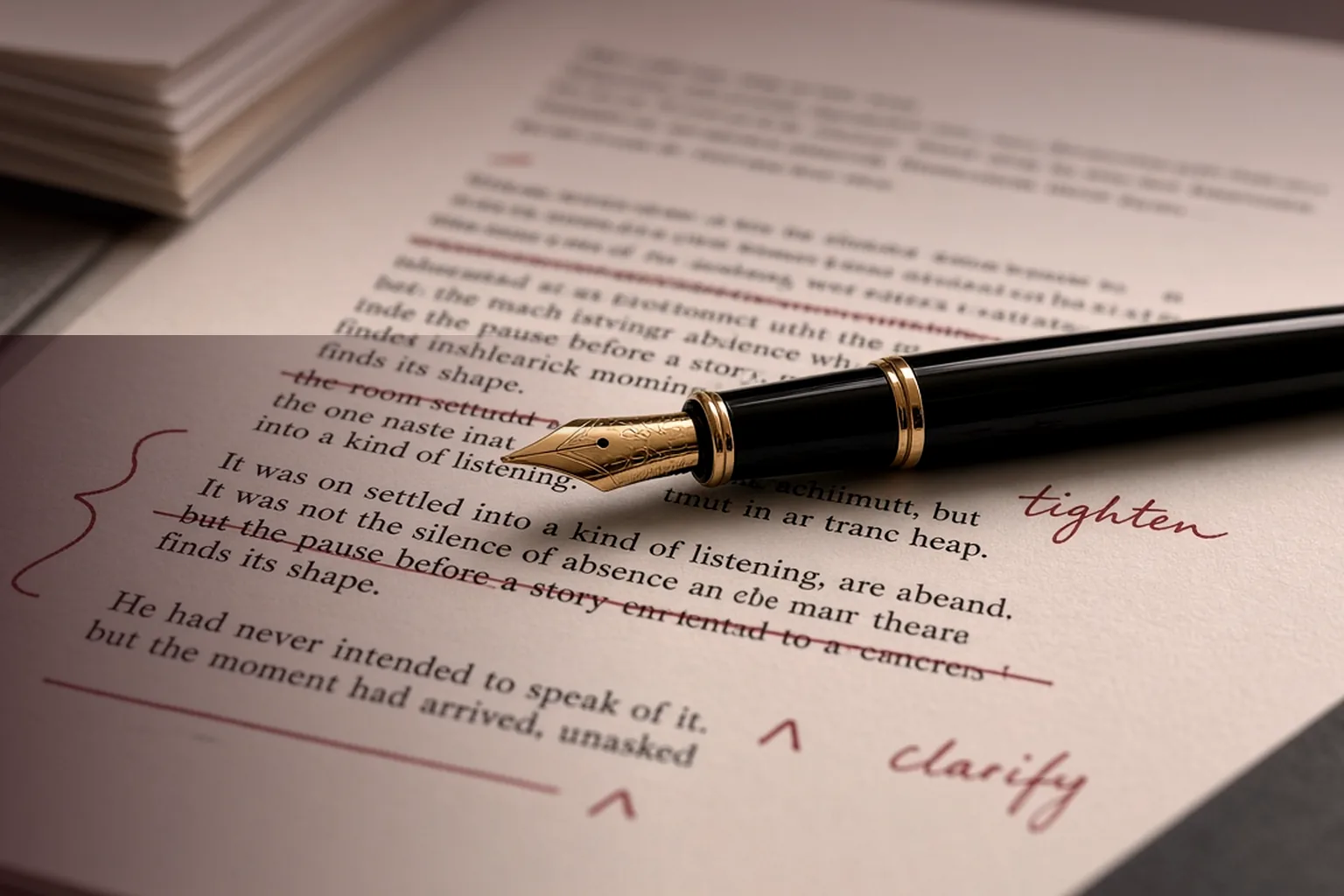 Book editing at Author Vicinity, manuscript and editorial desk